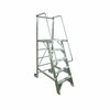 Metallic Ladder 8FT Rolling Platform Ladder w/ Spring Loaded Casters 700-8